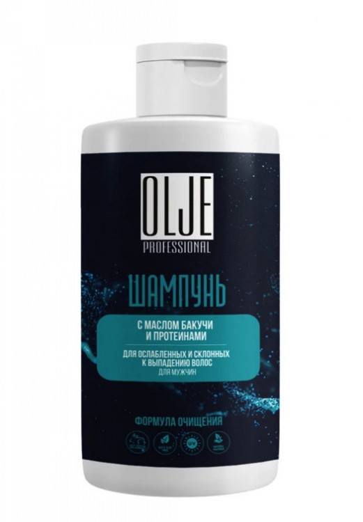 OLJE. Шампунь мужской с маслом бакучи и протеинами, 450 мл в Новокузецке