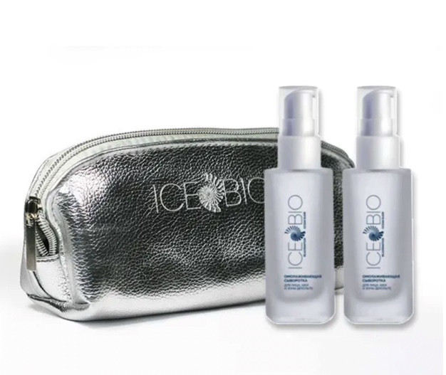 ICE BIO. Набор Сыворотка  2 шт омолаживающая для лица, шеи и зоны декольте 30мл, в косметичке в Новокузецке